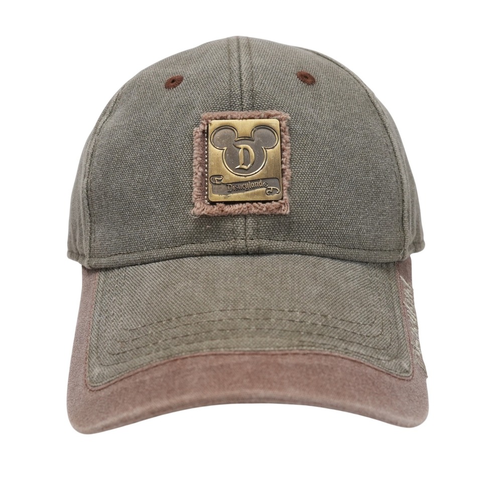Disney Parks Mickey Mouse Hat Green Brown‎ Canvas Disneyland Adjustable Cap